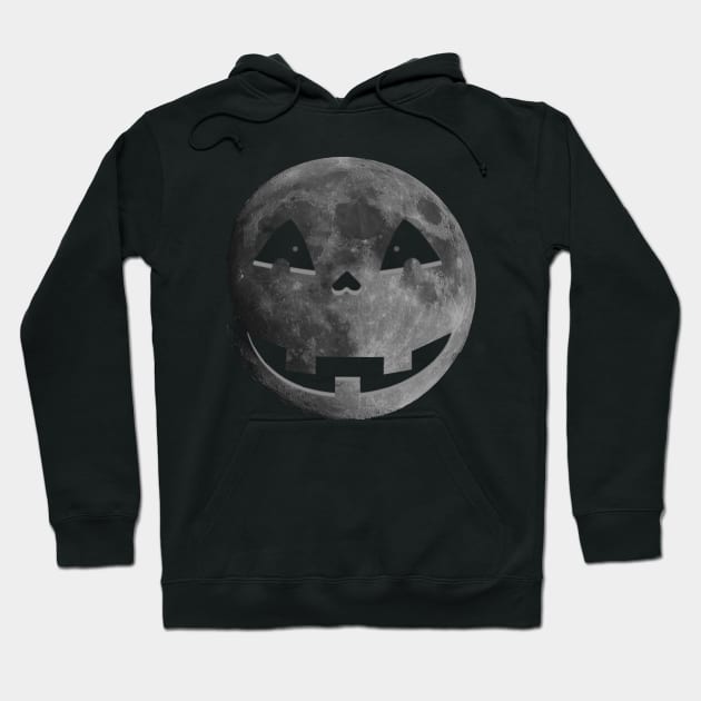 Moon Pumpkin Face Funny Halloween Design Hoodie by Up 4 Tee